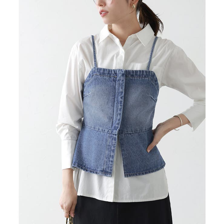 激安商品 デニムビスチェ ビスチェ デニム[品番：PRTW0004756]｜Pierrot トップス