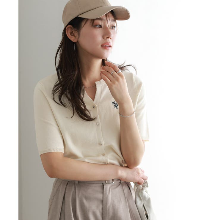 ASSN.】キーネックデザインカーディガン