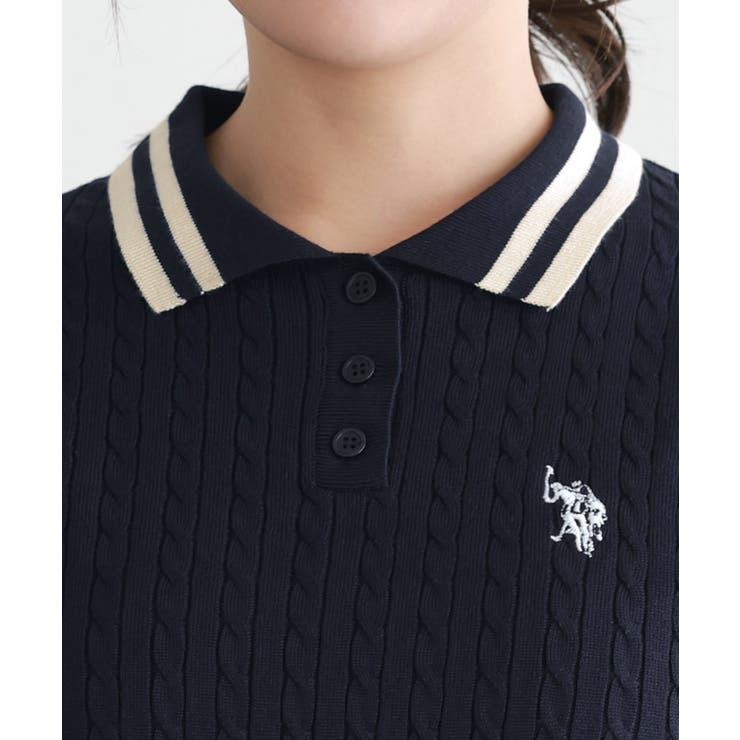 【U.S.POLO ASSN.】配色デザインポロニット