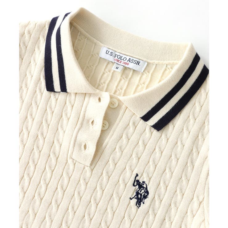 【U.S.POLO ASSN.】配色デザインポロニット