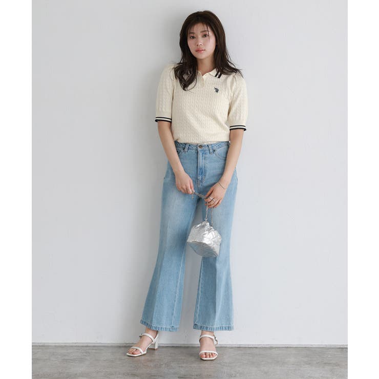 【U.S.POLO ASSN.】配色デザインポロニット