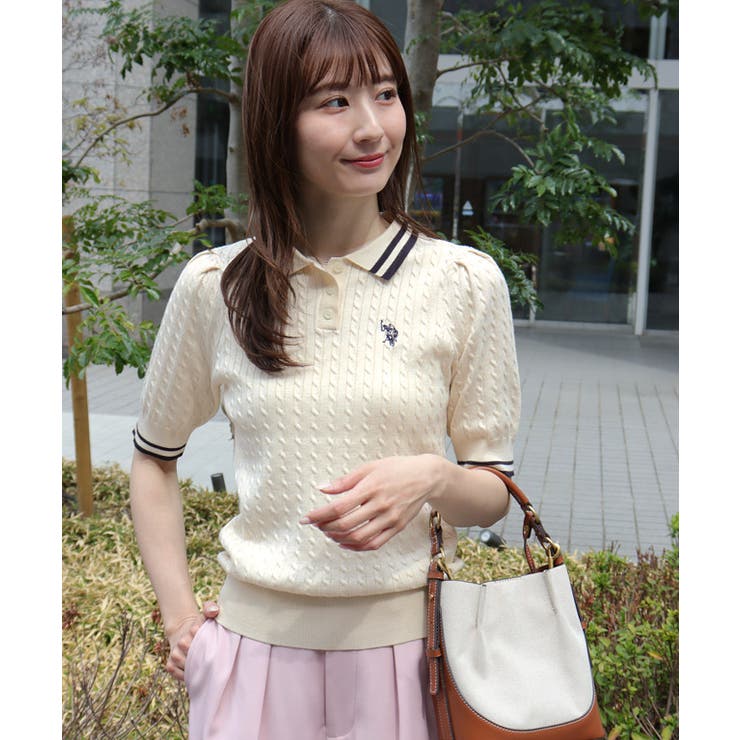 【U.S.POLO ASSN.】配色デザインポロニット