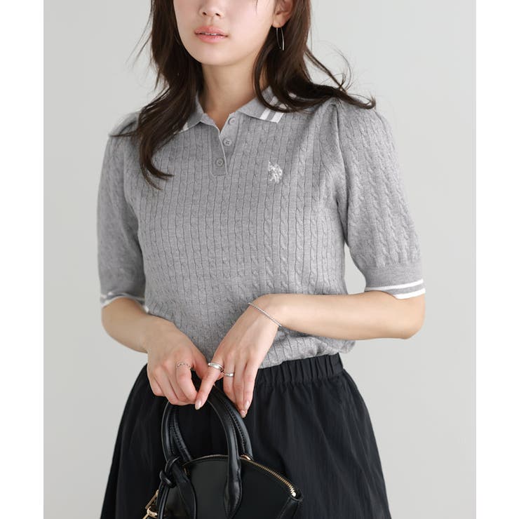 【U.S.POLO ASSN.】配色デザインポロニット