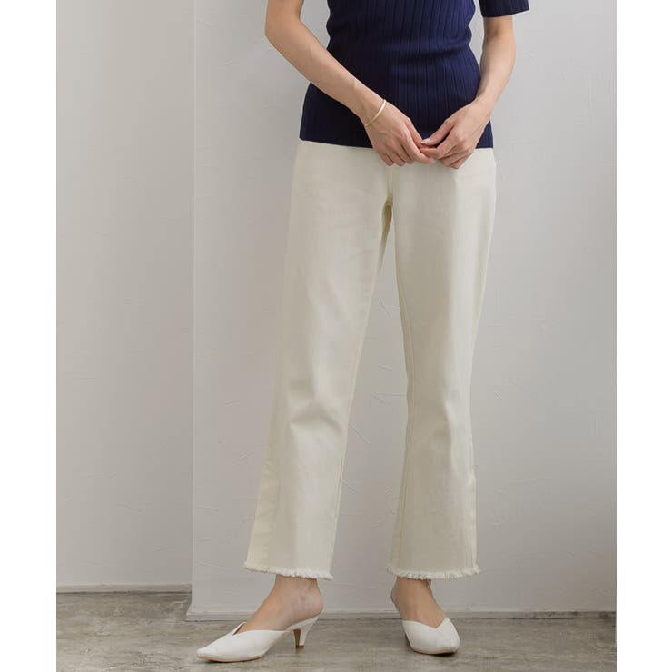 アイボリー | ツイルセミフレアパンツ ツイルパンツ フレアパンツ サイドスリット セミフレア | Pierrot