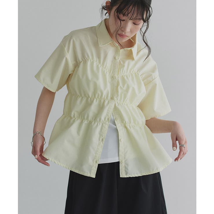 ライトイエロー | [ECLAM] ウエストシャーリングデザインブラウス ブラウス | Pierrot