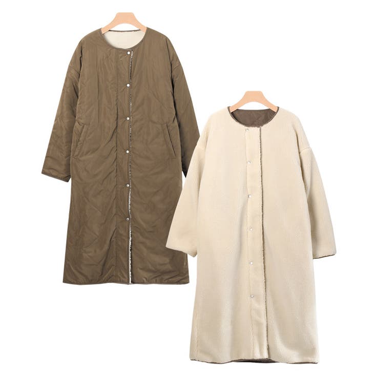 キルティングリバーシブルボアコート コート ボアコート ノーカラー