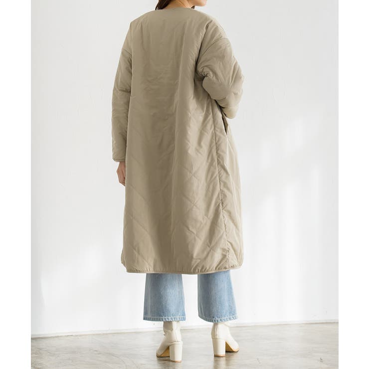 キルティングリバーシブルボアコート コート ボアコート ノーカラー