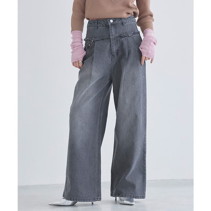 [ECLAM] フリンジデザインデニムパンツ デニム | Pierrot | 詳細画像1 