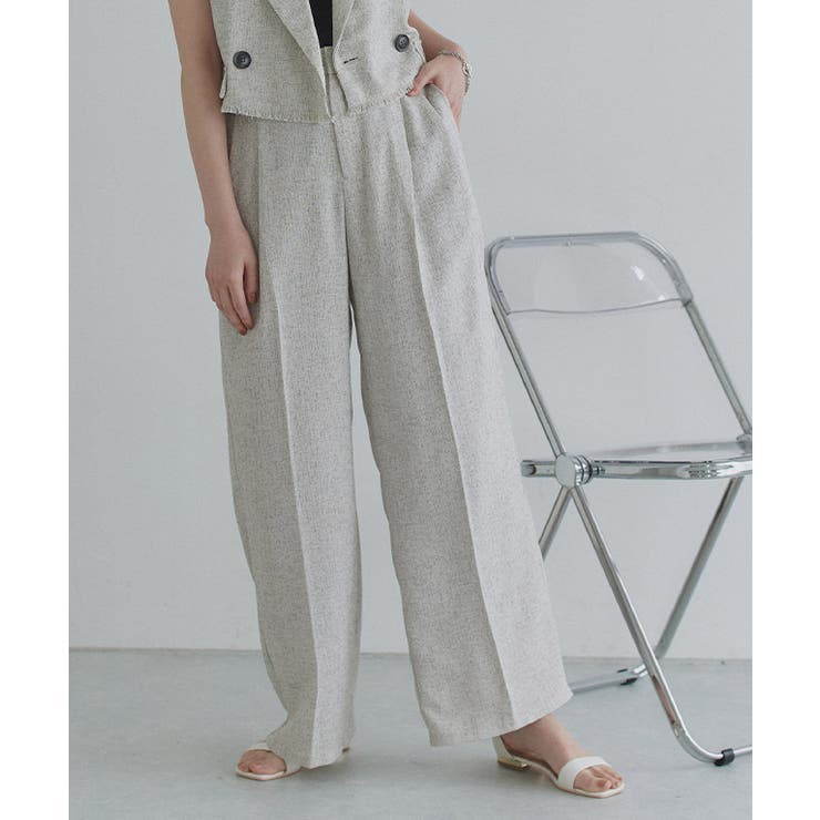 アイボリー | [ECLAM] サマーツイードタックパンツ パンツ | Pierrot