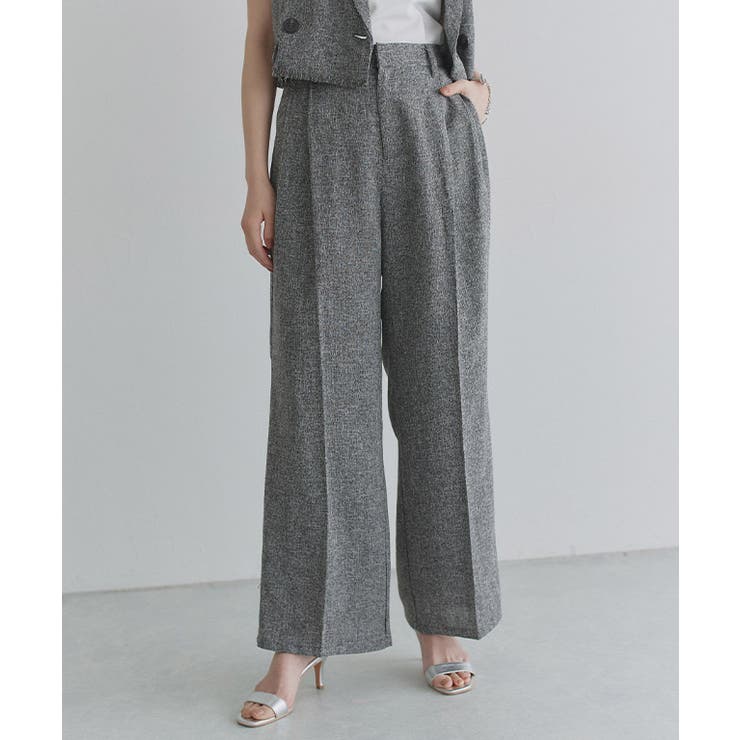 ブラック | [ECLAM] サマーツイードタックパンツ パンツ | Pierrot