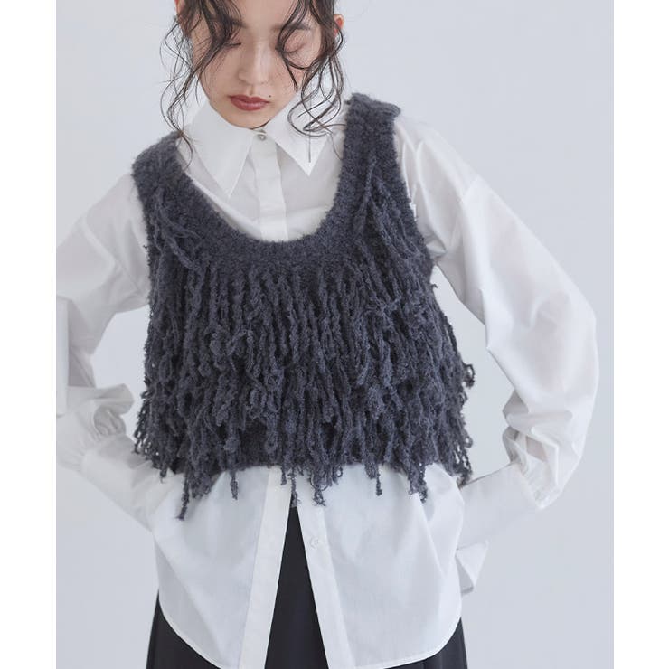 チャコール | ループヤーンニットベスト ベスト ニット | Pierrot