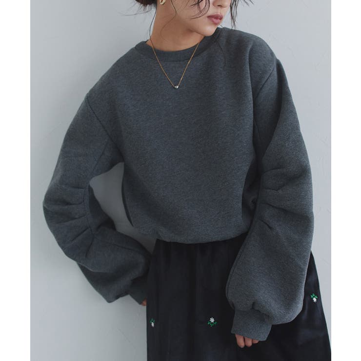 チャコール | [ECLAM] 裏起毛タックスリーブプルオーバー プルオーバー | Pierrot