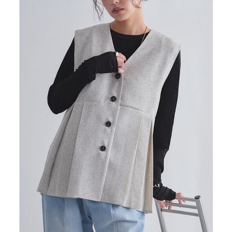 アイボリー | [ECLAM]サマーツイードタックジレベスト 旬 着映え | Pierrot