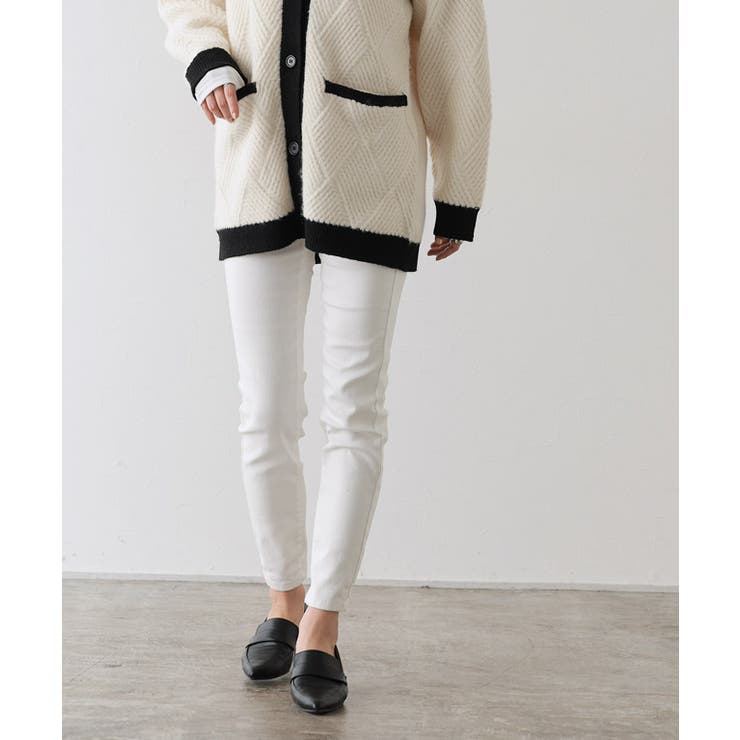 ノーマル/ホワイト | アンクル丈 スキニー デニムパンツ | Pierrot