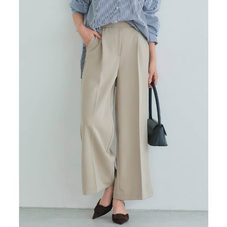 グレージュ | 10サイズ展開 高見えワイドパンツ 低身長 | Pierrot