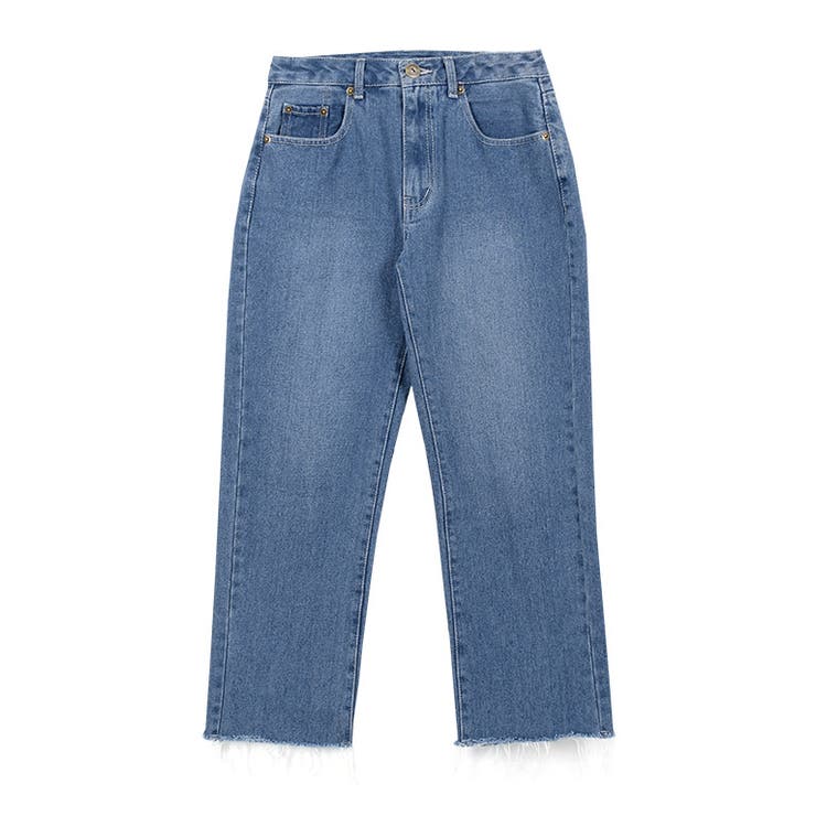 ブルー | カットオフデニム デニム ジーンズ パンツ デニムパンツ ストレートデニム | Pierrot