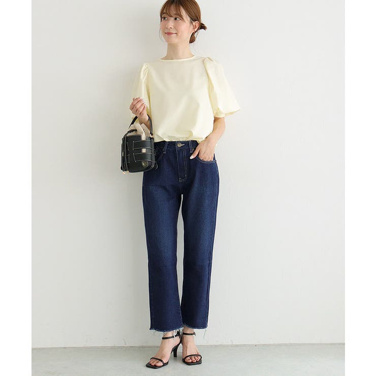 フランス発★Sandro きれいめ上品! デニム テーラード パンツ カットオフデニム デニム ジーンズ パンツ デニムパンツ