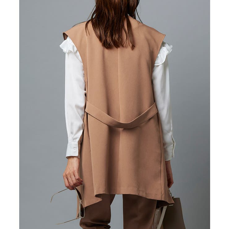 ノーカラージレ ノーカラー ジレ ノースリーブ ジャケット[品番