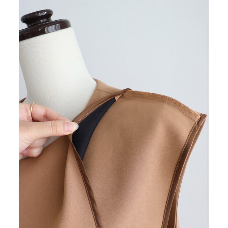 ノーカラージレ ノーカラー ジレ ノースリーブ ジャケット[品番