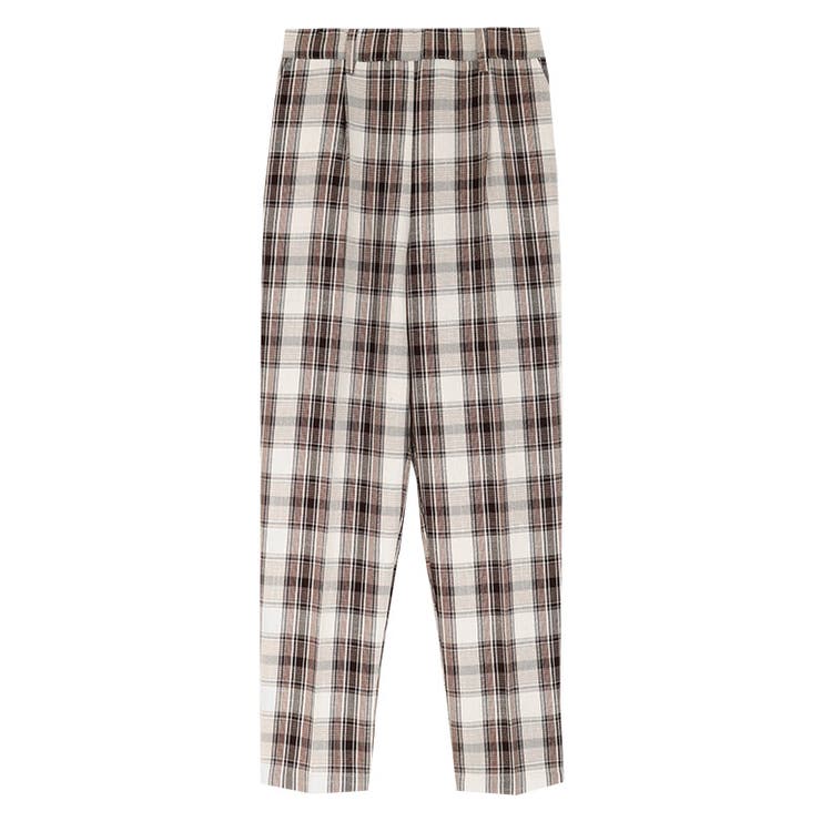 ブラウン | チェックテーパードパンツ パンツ テーパードパンツ チェック | Pierrot