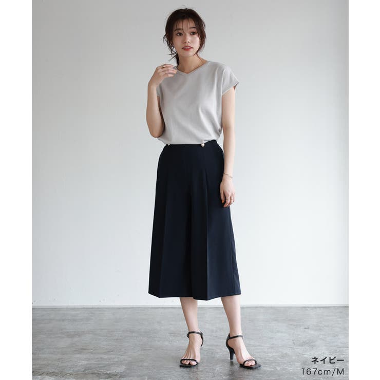 ミドル丈タックパンツ パンツ ハーフパンツ[品番：PRTW0004316