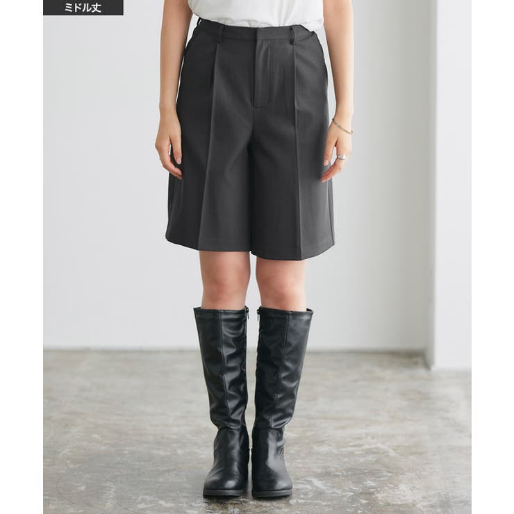 タックハーフパンツ ハーフパンツ きれいめ[品番：PRTW0004384