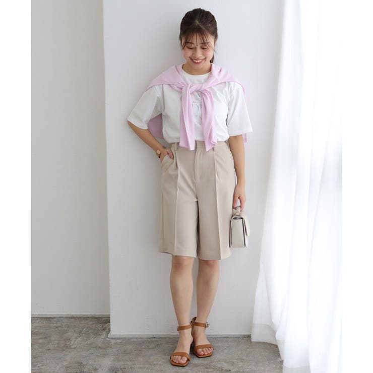 タックハーフパンツ ハーフパンツ きれいめ[品番：PRTW0004384