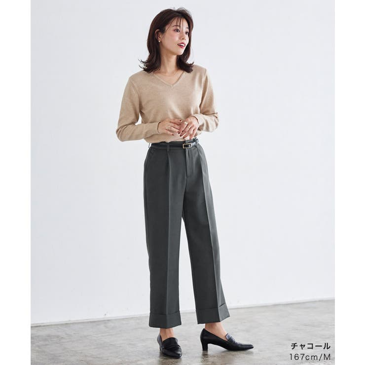 【ぴあらん】Repetto グレー パーカー＆ガウチョパンツ 裾ダブルストレートパンツ パンツ ストレート[品番：PRTW0004424