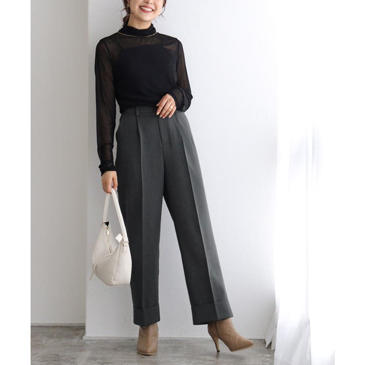 裾ダブルストレートパンツ パンツ ストレート[品番：PRTW0004424