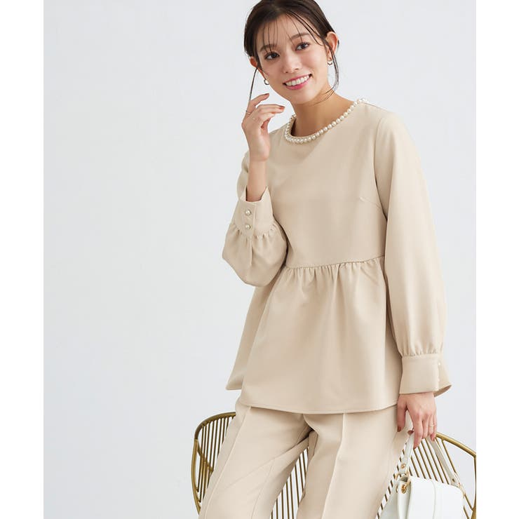 パールペプラムブラウスセットアップ セットアップ 春[品番