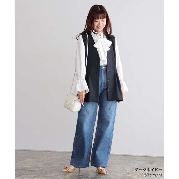 ノーカラータックジレ ジレ ベスト[品番：PRTW0004636]｜Pierrot