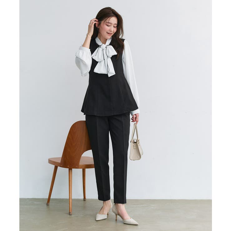 B/ブラック | 選べるペプラムセットアップ セットアップ ペプラム | Pierrot