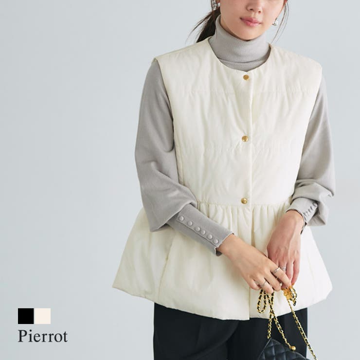 中綿ペプラムベスト 中綿 ペプラム | Pierrot | 詳細画像1 