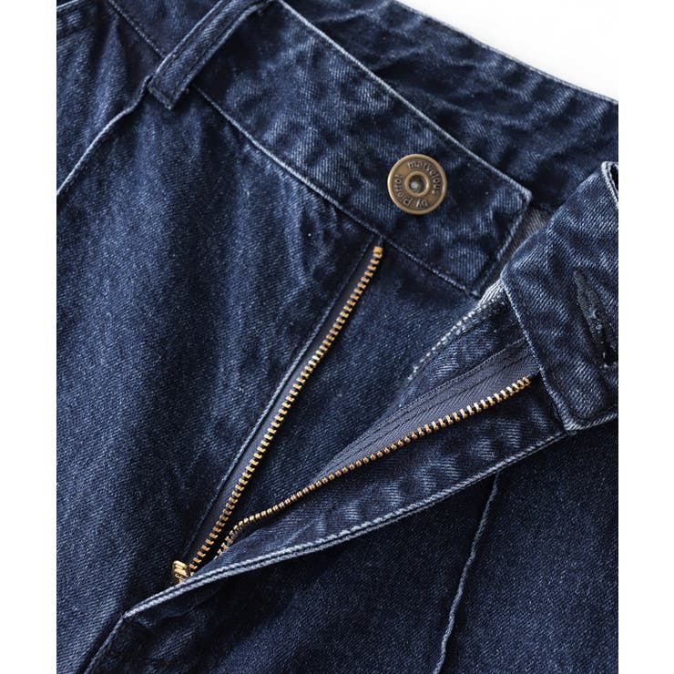 ベルト付きピンタックセミワイドデニム デニム ベルト[品番