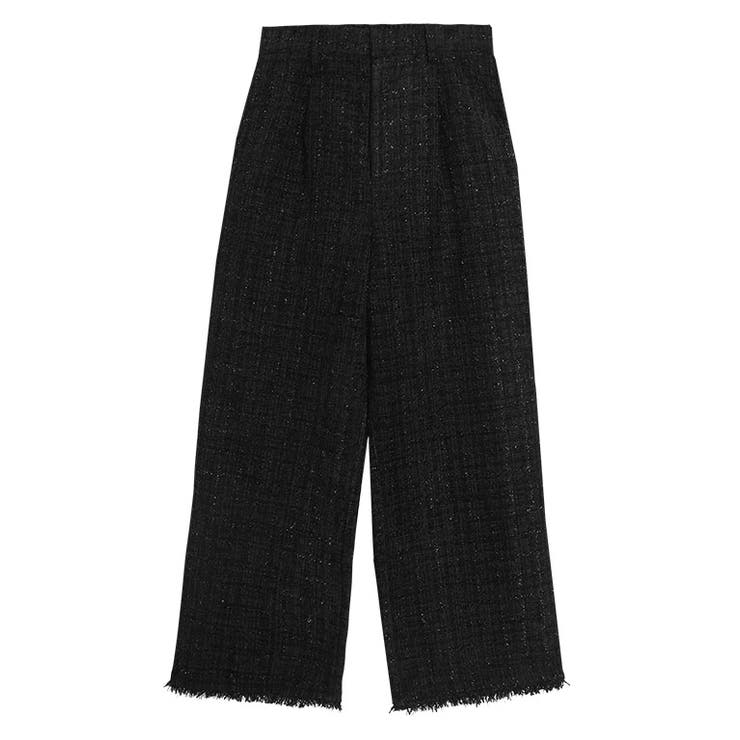 ☆美品☆ forte_forte 総柄 ラメ ライン ワイド パンツ 強撚スムース ドットコラージュプリントワイドパンツ(ペチパンツ