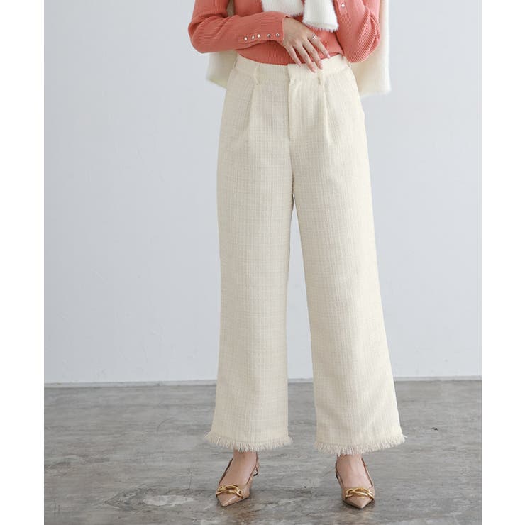 ラメツイードワイドパンツ ワイドパンツ ラメ糸[品番