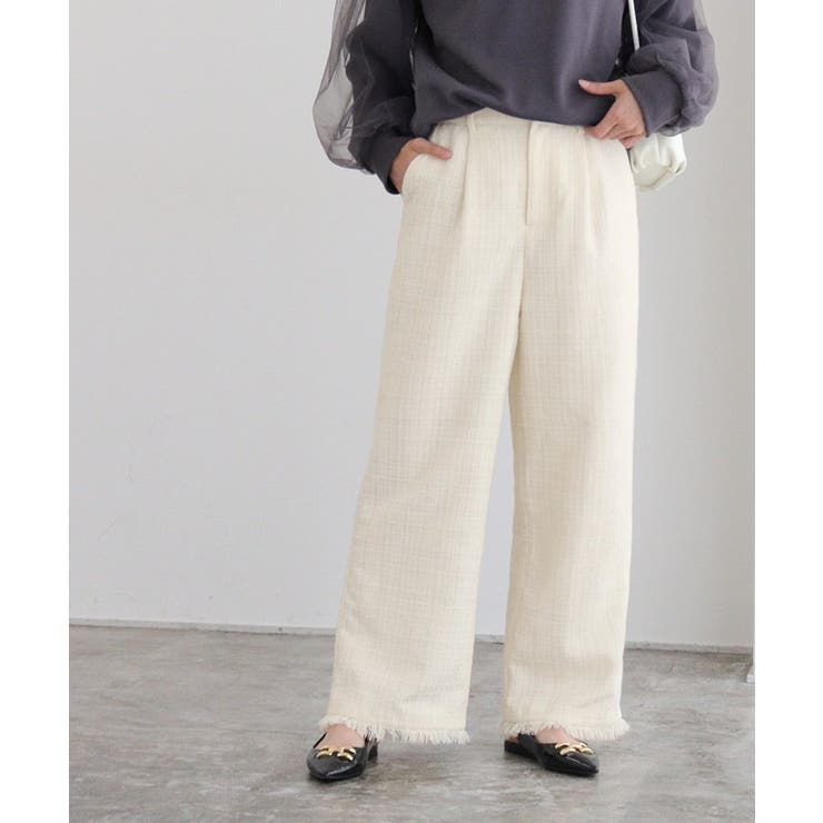 ラメツイードワイドパンツ ワイドパンツ ラメ糸[品番