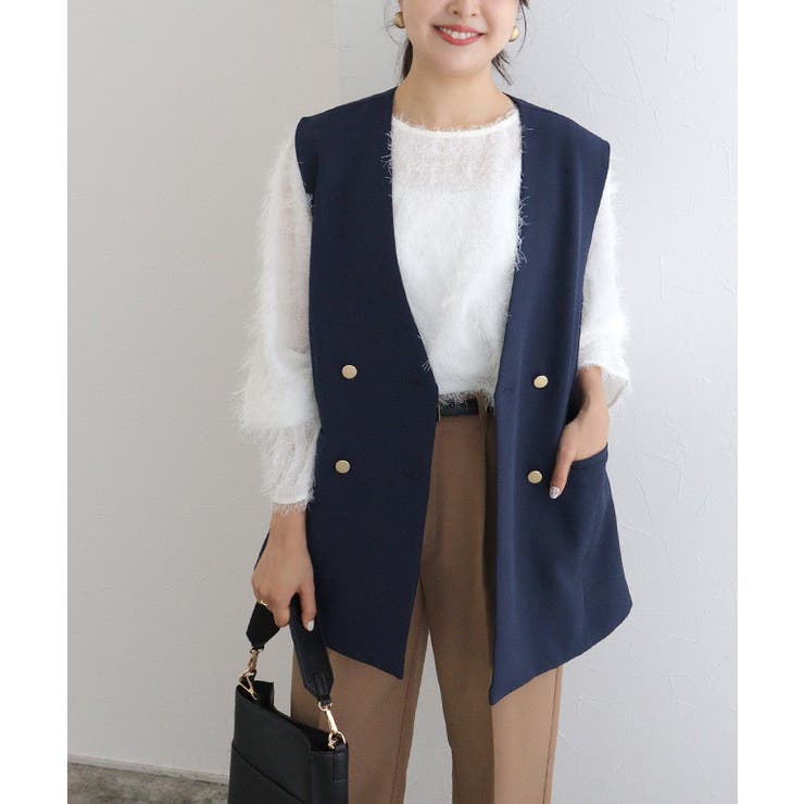 ゴールドボタンジレ ジレ ゴールドボタン[品番:PRTW0004995 ゴールドボタンジレ ジレ ゴールドボタン[品番:PRTW0004995