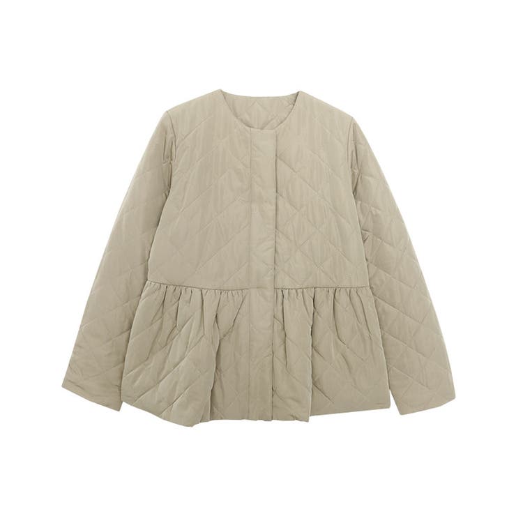 グレージュ | ノーカラーフレアキルティングブルゾン ブルゾン ノーカラー | Pierrot