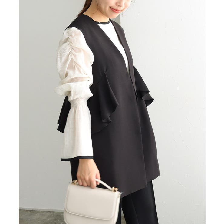 ブラック | フリルデザインジレ ジレ フリルデザイン | Pierrot