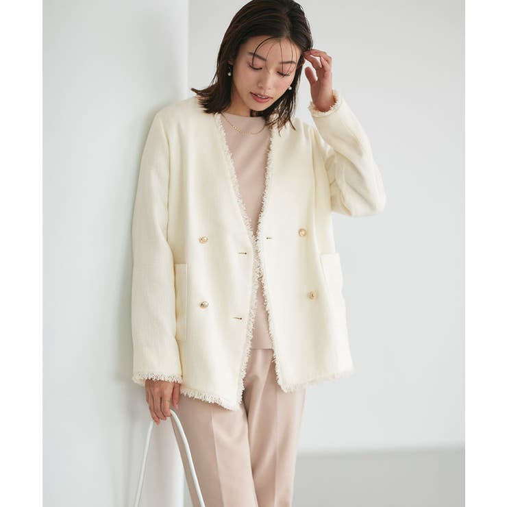 ノーカラーフリンジツイードジャケット ジャケット ツイード | Pierrot | 詳細画像18 