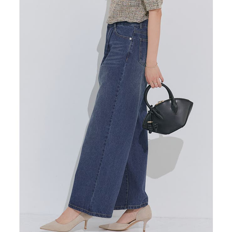 タックワイドデニム デニムパンツ ワイドシルエット[品番：PRTW0005310