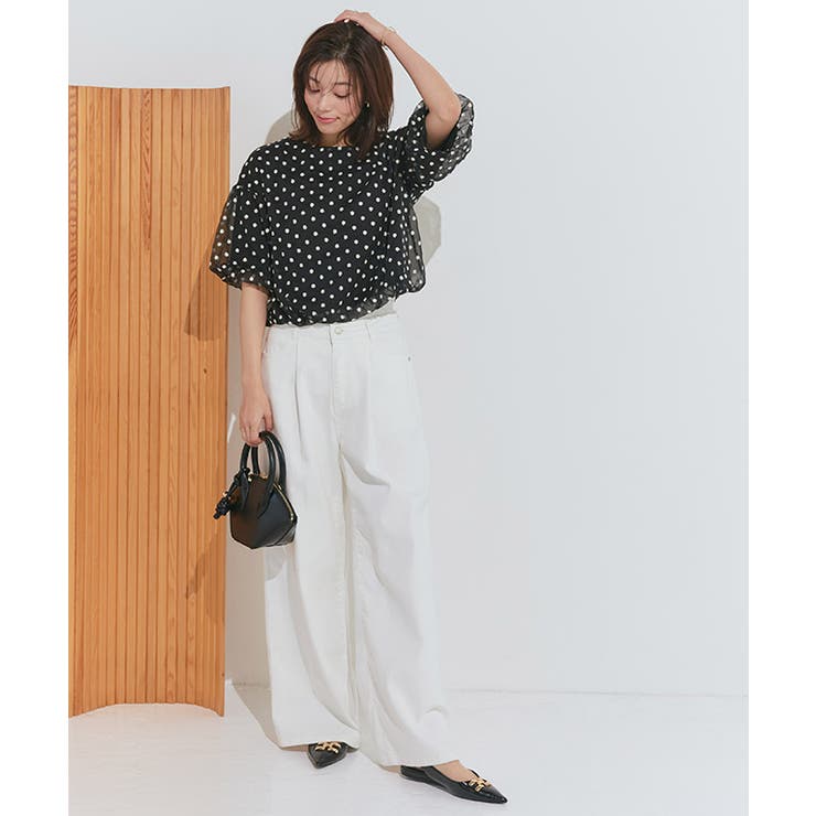 タックワイドデニム デニムパンツ ワイドシルエット[品番