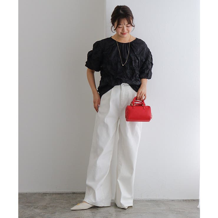 タックワイドデニム デニムパンツ ワイドシルエット[品番