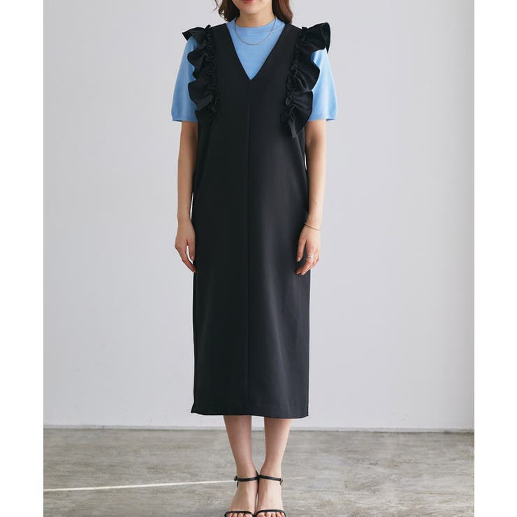 ショルダーフリルVネックジャンパースカート ジャンパースカート フリルデザイン | Pierrot | 詳細画像7 