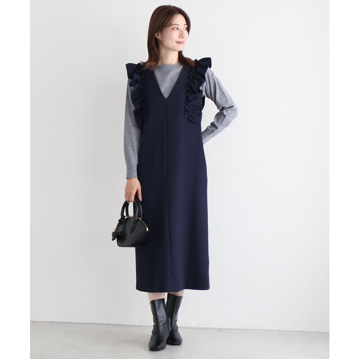 ショルダーフリルVネックジャンパースカート ジャンパースカート フリルデザイン | Pierrot | 詳細画像16 