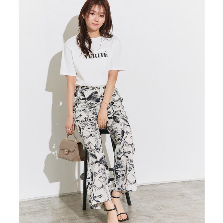 ボタニカル柄ラフストレートパンツ パンツ ボタニカル柄[品番