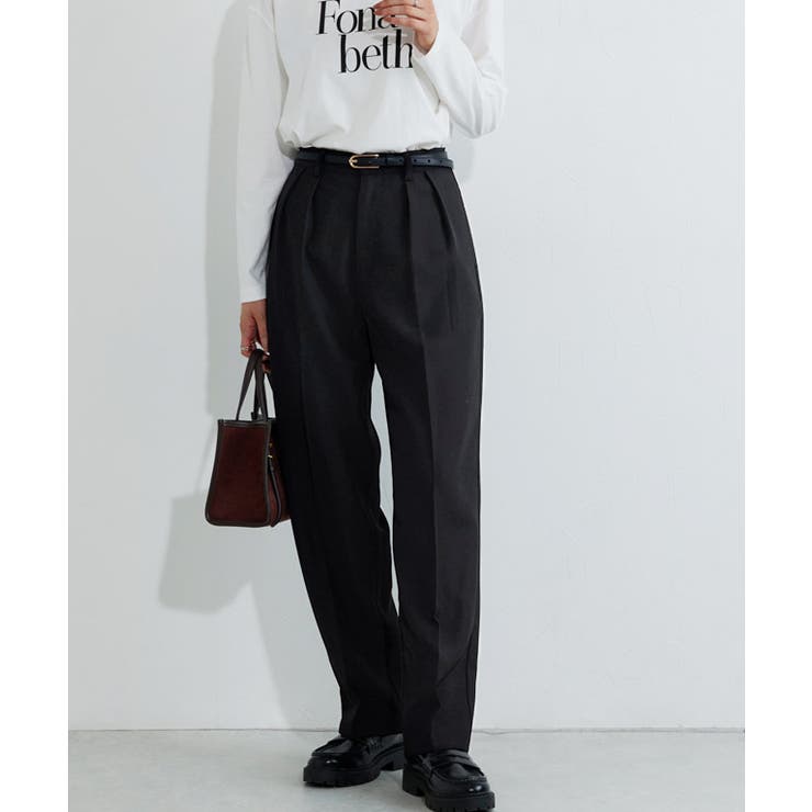 ブラック | センタープレスタックテーパードパンツ パンツ テーパードパンツ | Pierrot