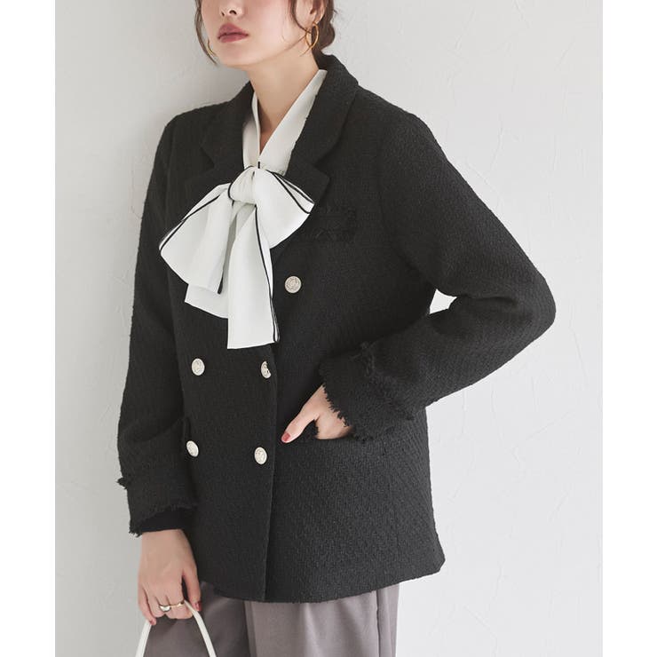 ツイード/ブラック | 選べる柄テーラードジャケット テーラードジャケット ヘリンボーン | Pierrot