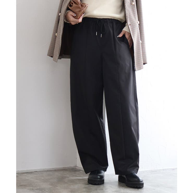 ブラック | ギャザーツイルカーブパンツ パンツ カーブ | Pierrot